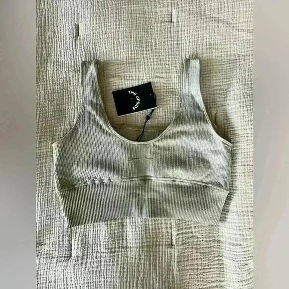 The Upside Ribbed Sports Bra Top - Size S - Heather Beige - Picture 5 of 7